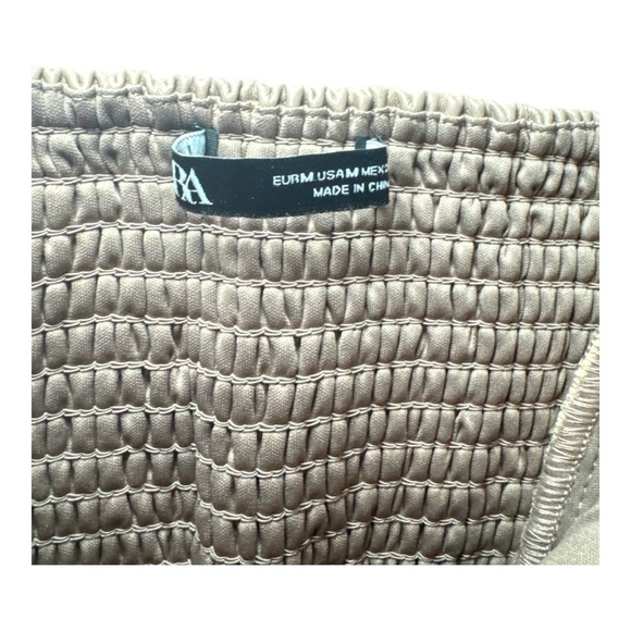 ZARA Faux Leather Crop Top Taupe Brown Sz Medium Club Summer - Picture 9 of 10